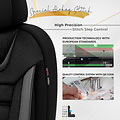 otoM Universele Suede/Leder/Stoffen Stoelhoezenset 'Iconic' Zwart/Grijs - 11-delig - geschikt voor Side-Airbags