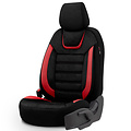 otoM Universele Suede/Leder/Stoffen Stoelhoezenset 'Iconic' Zwart/Rood - 11-delig - geschikt voor Side-Airbags