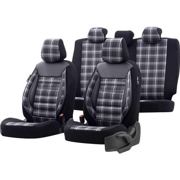 otoM Universele Stoffen Stoelhoezenset 'Sports' Zwart/Grijs - 11-delig - geschikt voor Side-Airbags