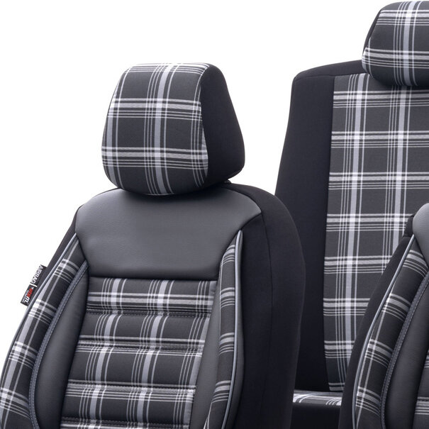 otoM Universele Stoffen Stoelhoezenset 'Sports' Zwart/Grijs - 11-delig - geschikt voor Side-Airbags