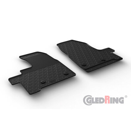 Gledring Rubbermatten passend voor Ford Transit Custom Furgon/Kombi 2018-2022 (Automaat) (G profiel 2-delig + montageclips)