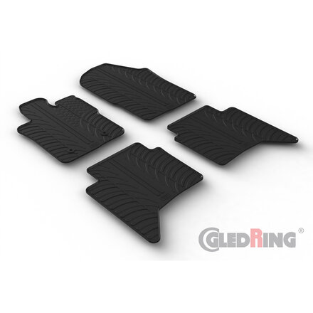 Gledring Rubbermatten passend voor Ford Ranger (Raptor) II 2022- (Benzine) & Volkswagen Amarok II 2022- (T profiel 4-delig + montageclips)