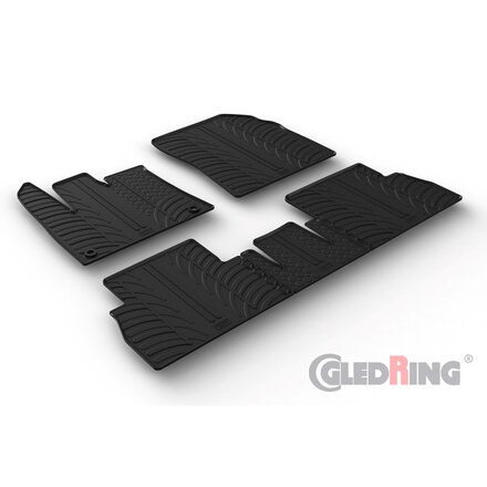 Gledring Rubbermatten passend voor Citroën Berlingo Multispace / Opel Combo Tour (MPV) / Peugeot Rifter / Toyota Proace City 9/2019- (Variabele stoelen) (T Profil 5-delig + ovale montageclips)