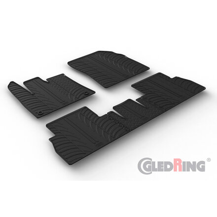 Gledring Rubbermatten passend voor Citroën Berlingo Multispace / Opel Combo Tour (MPV) / Peugeot Rifter / Toyota Proace City 9/2019- (Vaste stoelen) (T profiel 5-delig + ovale montageclips)