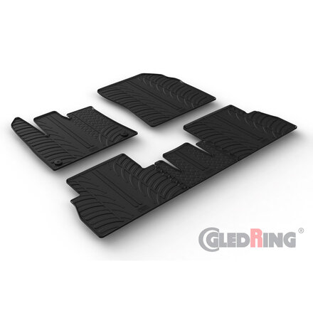 Gledring Rubbermatten passend voor Citroën Berlingo Multispace / Opel Combo Tour (MPV) / Peugeot Rifter 9/2018-9/2019 (Variabele stoelen) (T Profil 5-delig + ronde montageclips)