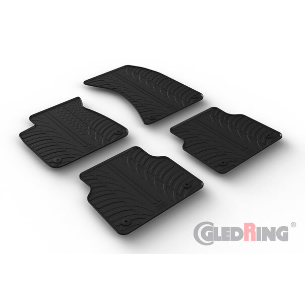 Gledring Rubbermatten passend voor Audi A8 (4H) 2010-2017 (T profiel 4-delig + montageclips)
