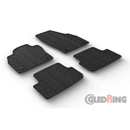 Gledring Rubbermatten passend voor Volkswagen Polo VI 2017- (T profiel 4-delig + montageclips)