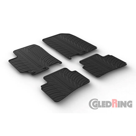 Gledring Rubbermatten passend voor Kia Rio 1/2017- & Kia Stonic 10/2017- (T profiel 4-delig + montageclips)