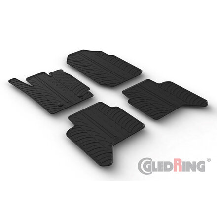 Rubbermatten passend voor Ford Ranger (TKE) Double Cab 2013-2022 (automaat) & Raptor 2019-2022 (T profiel 4-delig + montageclips)