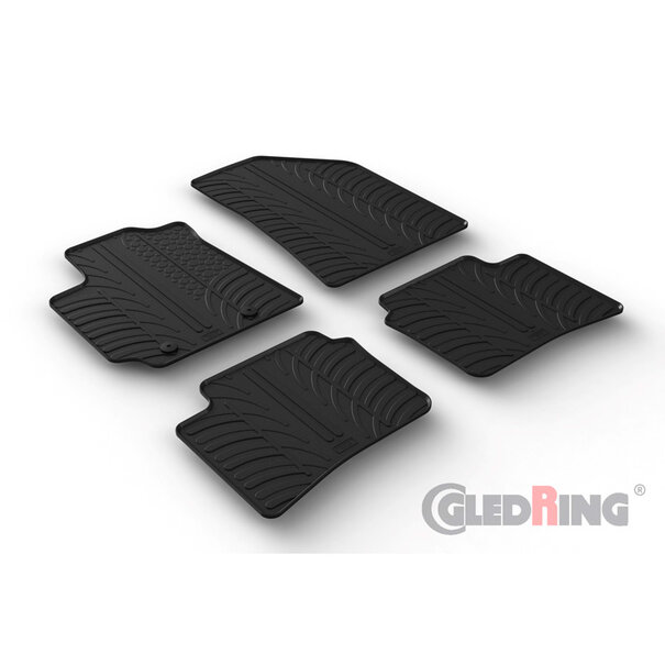 Gledring Rubbermatten passend voor Hyundai i10 2020- (T profiel 4-delig + montageclips)
