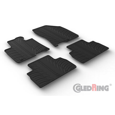 Gledring Rubbermatten passend voor Hyundai Santa Fe IV 11/2018-5/2020 (T Profil 4- delig + montageclips)