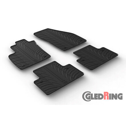 Rubbermatten passend voor Volvo S40/V50 2004-2011 (handgeschakeld)  T profiel 4-delig + montageclips)