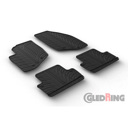 Rubbermatten passend voor Volvo V70/XC70 2000-2007 & S60 2000-2009 (T profiel 4-delig + montageclips)