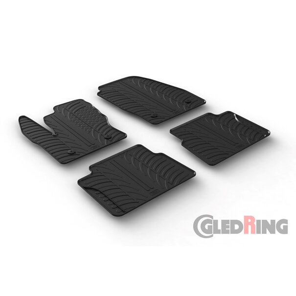 Gledring Rubbermatten passend voor Ford Transit Connect Kombi Furgon (L1/L2) 2014-2022 (T profiel 4-delig + montageclips)