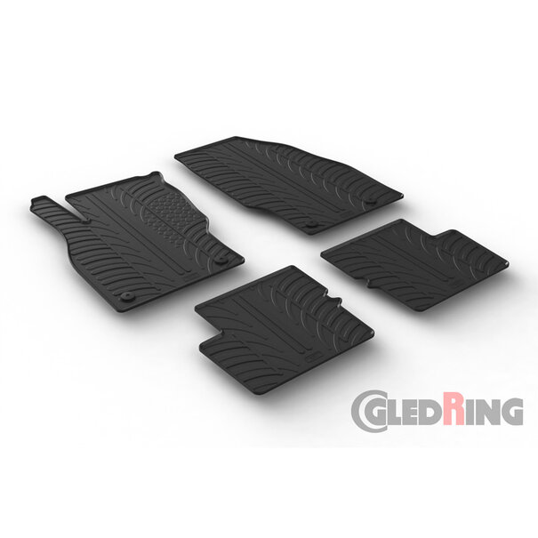 Gledring Rubbermatten passend voor Opel Corsa E 5 deurs 2014-2019 (T profiel 4-delig + montageclips)