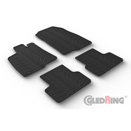 Gledring Rubbermatten Peugeot 3008 III Hybrid & Plug-in-Hybrid 2024- (T profiel 4-delig + montageclips)