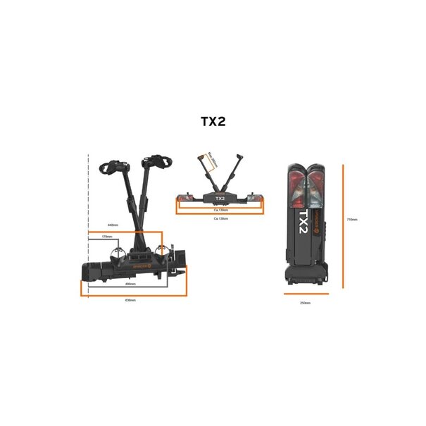 Spinder Spinder TX2 fietsendrager 2026 Incl. Oprijgoot  - 2 fietsen - Kantelbaar - 17 kg