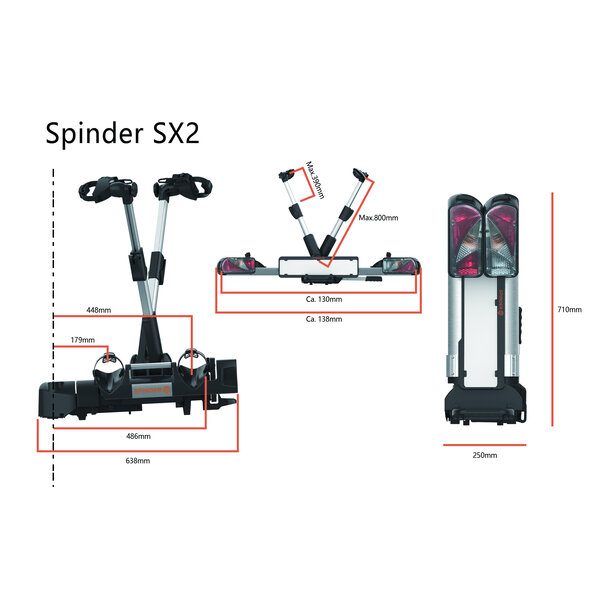 Spinder Spinder SX2 fietsendrager trekhaak - E-bikes - Kantelbaar - Max. 60 kg - 2025 Model