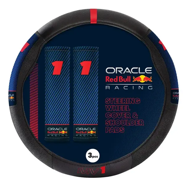 Red Bull Racing Red Bull Oracle Universele stuurwielhoes + schouderkussens - Type 002 MV1 - Zwart/Rood/Blauw