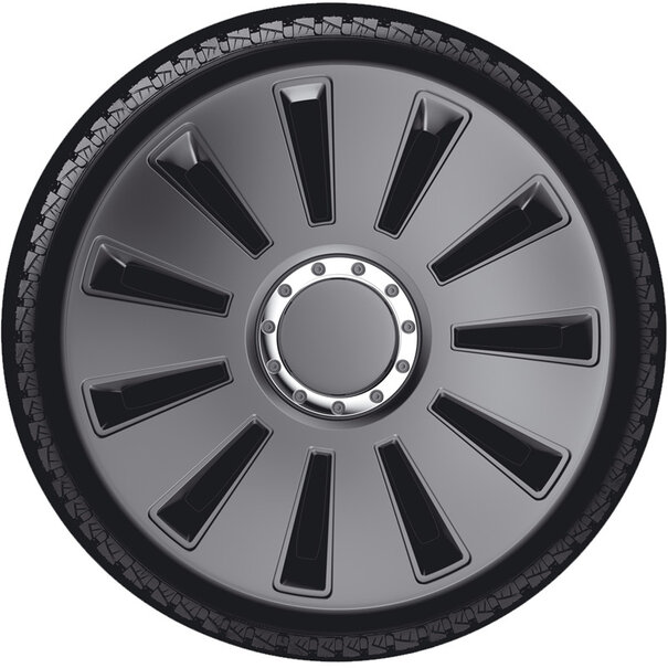 AutoStyle AutoStyle 4-Delige Wieldoppenset Silverstone Pro 15-inch gun-metal + chroom ring