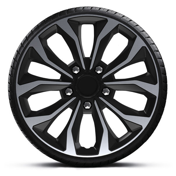 AutoStyle AutoStyle Wieldoppenset Hornet Pro - 15-inch - Zilver/Zwart - 4 Delig