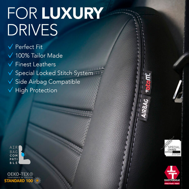 otoM otoM New York Design Kunstleder Stoelhoezenset 2+1 passend voor Renault Master IV 2024- (armsteun aan bestuurdersstoel & split in zitvlak/rug bank)