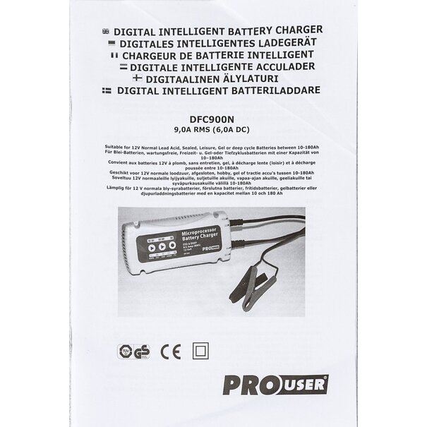 Pro-User Pro-User DFC900N - Intelligente acculader - 12V/9A