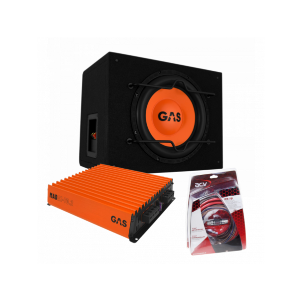 Gas Audio Power GAS Audio MAD - Subwoofer set MAD - B1-110 Subwoofer Kist + MAD A1-70.2 Amplifier + WK-10 kabelset