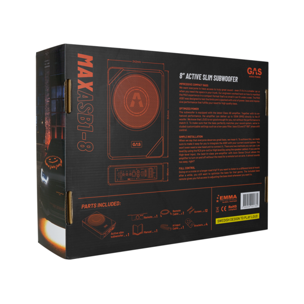 Gas Audio Power GAS Audio MAX ASB1-8 Actieve Underseat Subwoofer - 20 cm - 260 Watt Max.