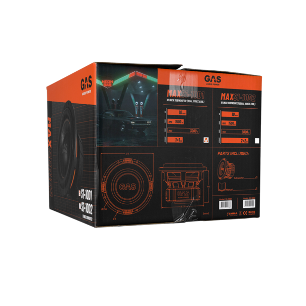 Gas Audio Power GAS Audio MAX S1-10D1 Subwoofer - 25 cm  - 2x1 Ohm - 3000 Watt Max