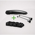 Hapro G3 Dakdrager CLOP Airflow 110cm + Dakkoffer Hapro Traxer 8.6 Antraciet 530 Liter + Hapro tassenset - COMBI DEAL!!