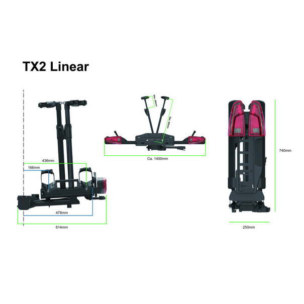 Spinder Spinder TX2 fietsendrager -  2 Fietsen en uitbreidbaar naar 3 fietsen - Kantelbaar - 17 kg