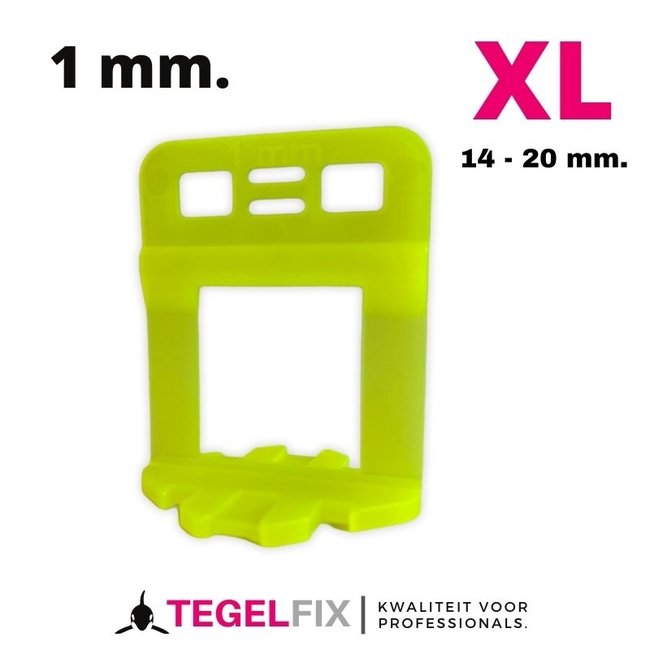 XL Levelling clips 1 mm. 500 stuks