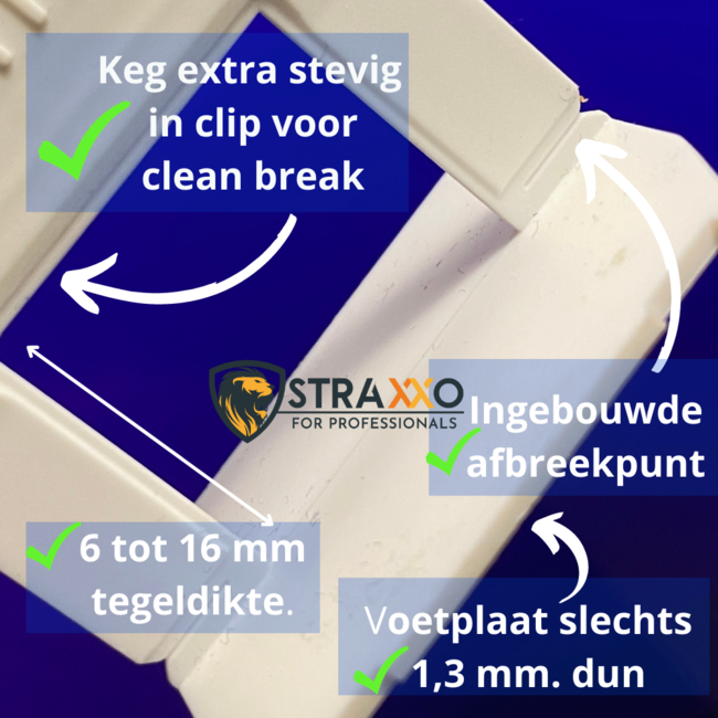 Straxxo ® Levelling clips 1 mm voor tegels 6–14 mm – 1000 stuks