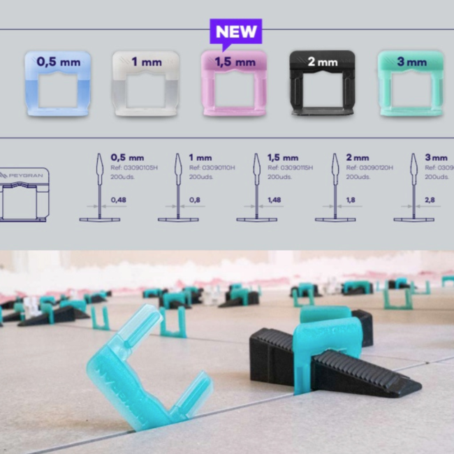 Peygran LS Compact 1,5 mm clips – 200 stuks voor tegels van 6–16 mm
