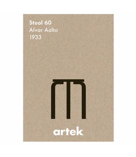 Artek - Stool 60, Griege poster 50 x 70