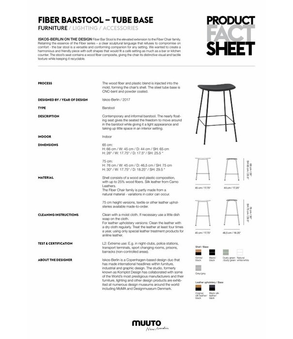 Muuto  Muuto - Fiber counter kruk leer - tube voet