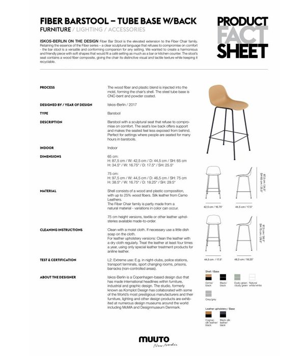 Muuto  Muuto Fiber Counter Stool w. backrest, tube base