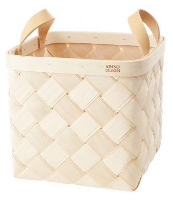 Verso Design  Verso Design -Lastu opbergmand berken - leer handvaten