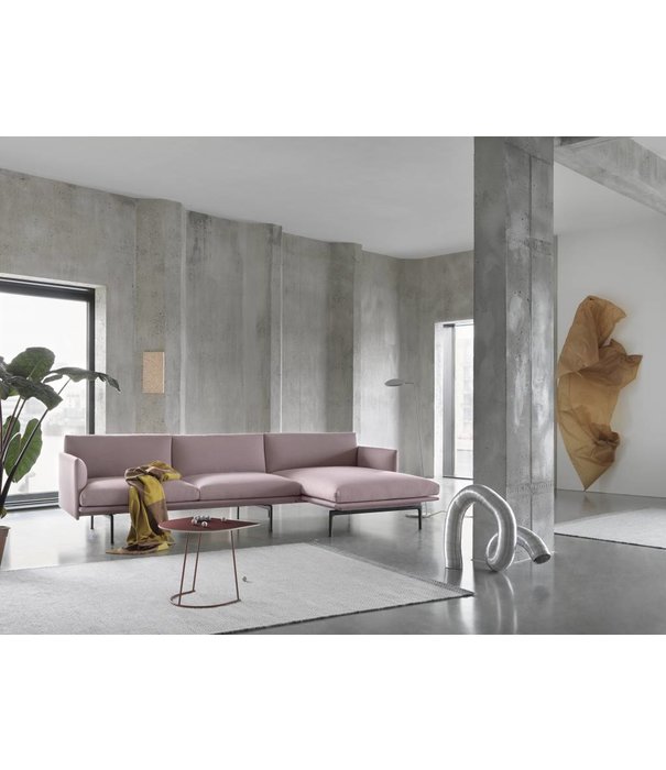Muuto Outline Bank met Chaise Longue, zwart onderstel