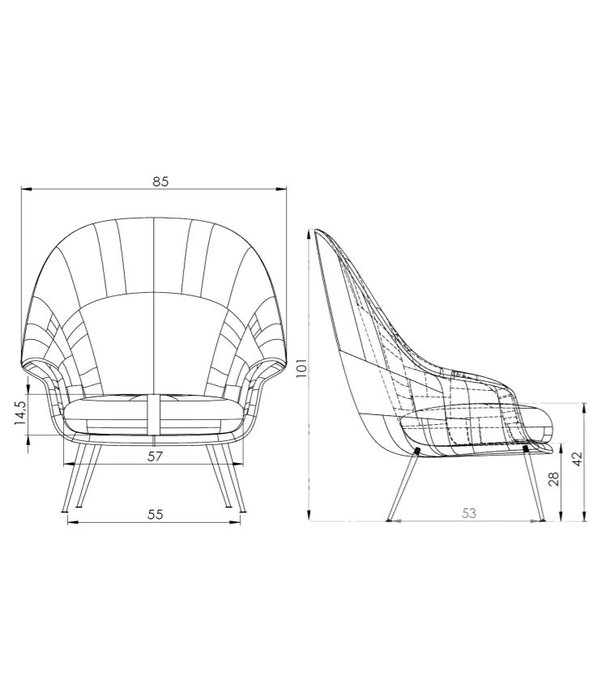 Gubi  Bat lounge stoel high back - conic voet