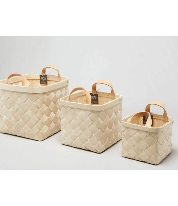 Verso Design  Lastu Baskets birch, leather handles