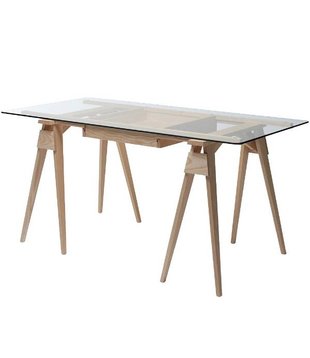 Design House Stockholm Arco bureau eiken,  glazen top