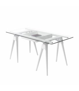 Design House Stockholm - Arco bureau wit/grijs gebeitst - glas top