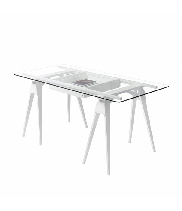 Design House Stockholm  Design House Stockholm - Arco bureau wit/grijs gebeitst - glas top