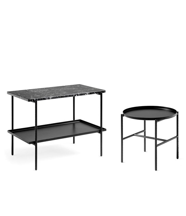 Hay  Hay - Rebar side table soft black steel - black marble top