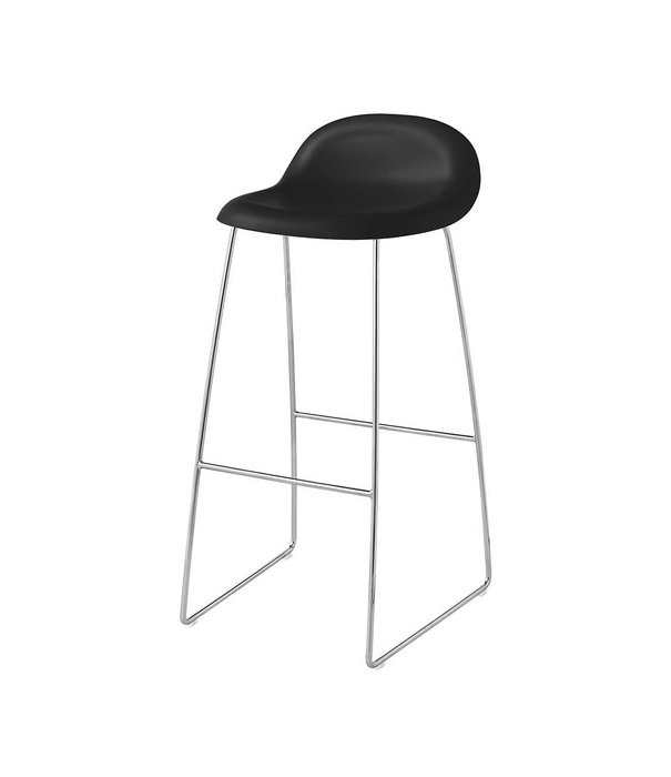 Gubi  Gubi - 3D Bar Stool black shell - sledge chrome base