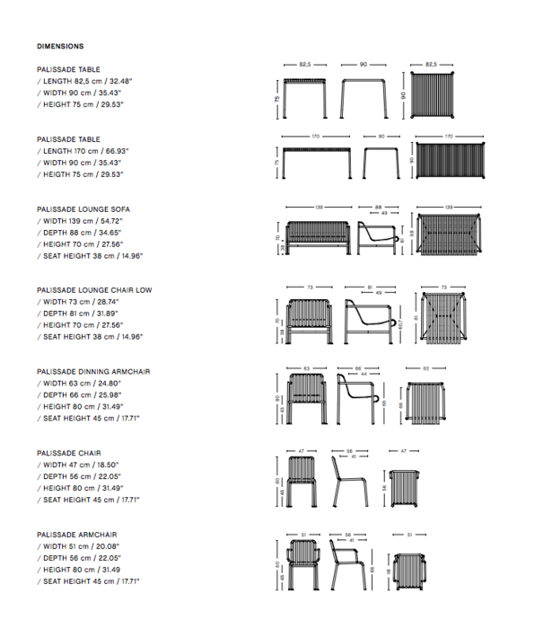 Hay  Hay -  Palissade bench hot galvanised 120 cm.