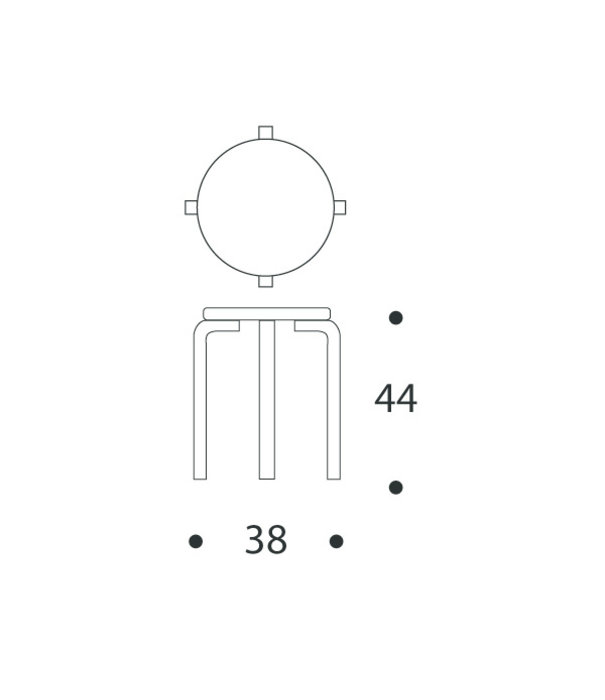 Artek  Artek - Stool E60 kruk berken - walnoot gebeitst