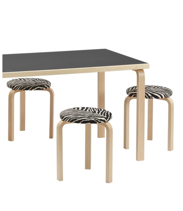 Artek  Stool 60 birch, fabric Zebra